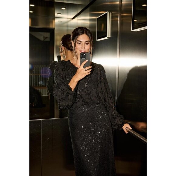 SOYA CONCEPT Nadia Black Textured Blouse - Picture 1 of 9